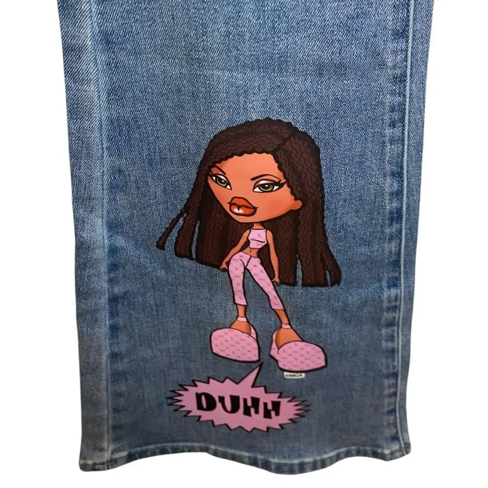 DOLLS KILL X BRATZ What’s the Scoop Flare Denim Jeans Size XS 0-2 - Picture 4 of 7